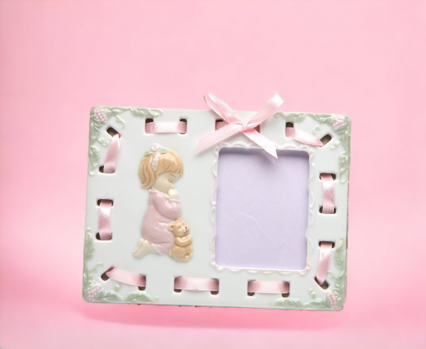 Ceramic Praying Girl Picture Frame Religious Décor Religious Gift Church Décor Church Gift Baptism Gift - Photo Frame