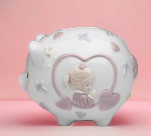 Ceramic Praying Girl Piggy Bank Home Décor Religious Décor Religious Gift Church Décor Baptism Gift - Piggy Banks &