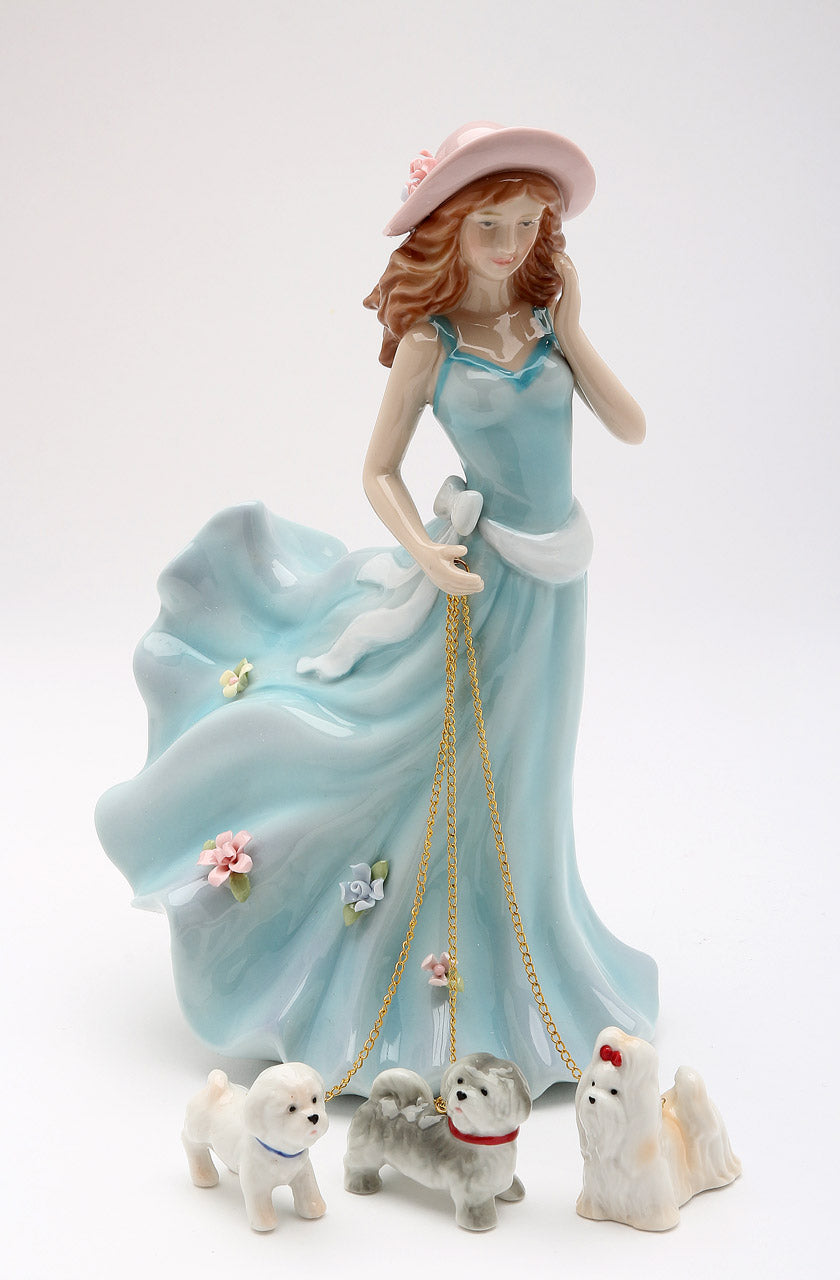 Lady Walking Dogs Figurine - kevinsgiftshoppe