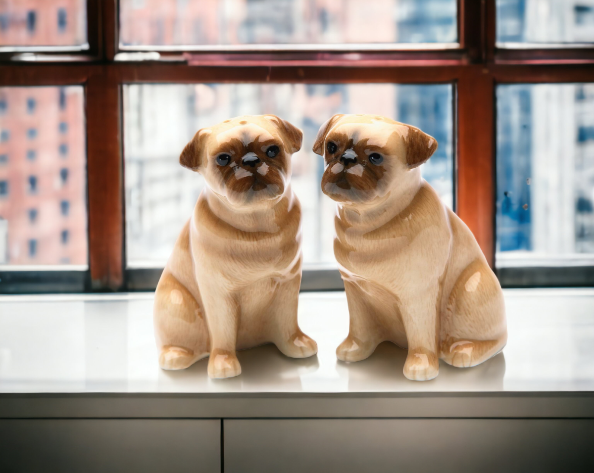 Ceramic Pug Dog Salt & Pepper Shakers Home Décor Gift for Her Gift for Mom Kitchen Décor Dog Lover Gift Pet Loss Gift