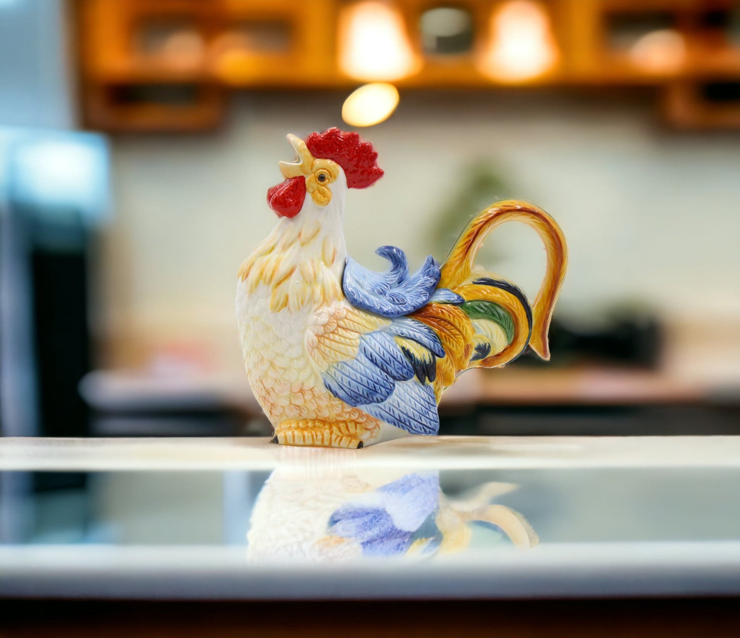 Ceramic Rainbow Rooster Teapot Gift for Her Gift for Mom Tea Party Décor Café Décor Farmhouse Kitchen Décor - teapot