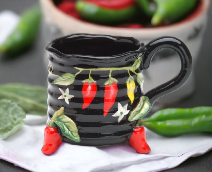 Ceramic Red Chili Pepper Coffee Mug Home Décor Gift for Her Mom Friend or Coworker Kitchen Décor Office Decor Cafe