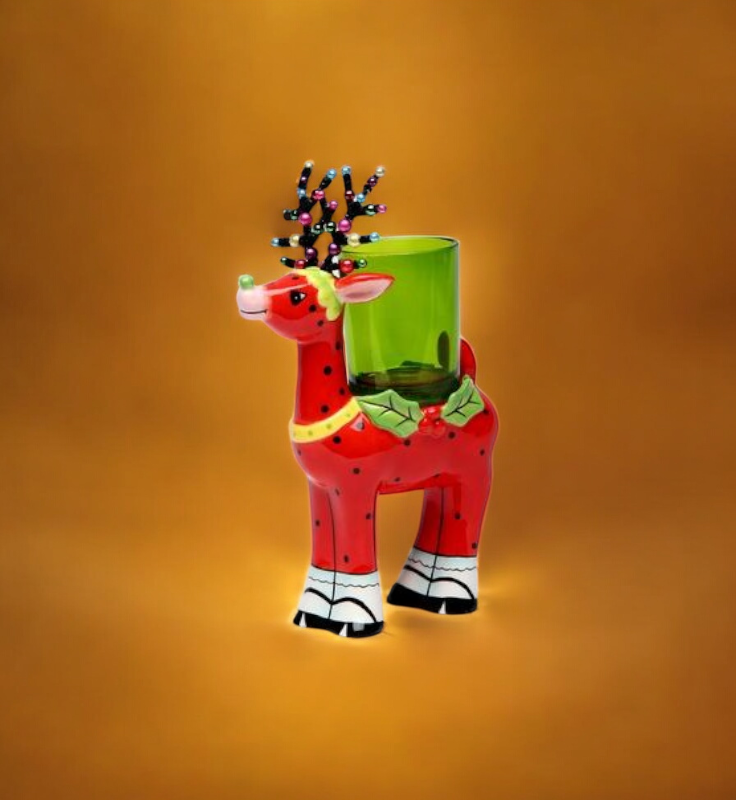 Ceramic Red Deer Votive Holder Christmas Decor Gift for Her - Candle holder