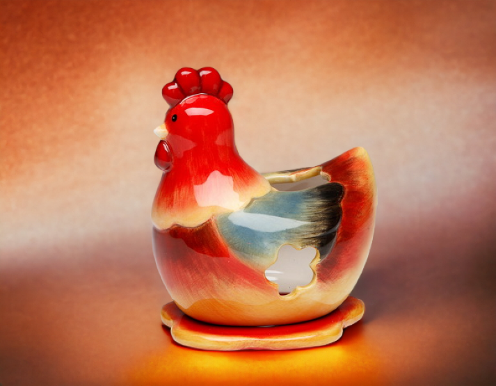 Ceramic Red Hen Tea Light Candle Holder Home Décor Gift for Her Gift for Mom Kitchen Décor Farmhouse Décor Fall Decor