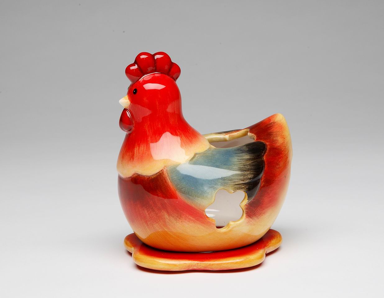 Hen Tea Light Candle Holder - Red - kevinsgiftshoppe