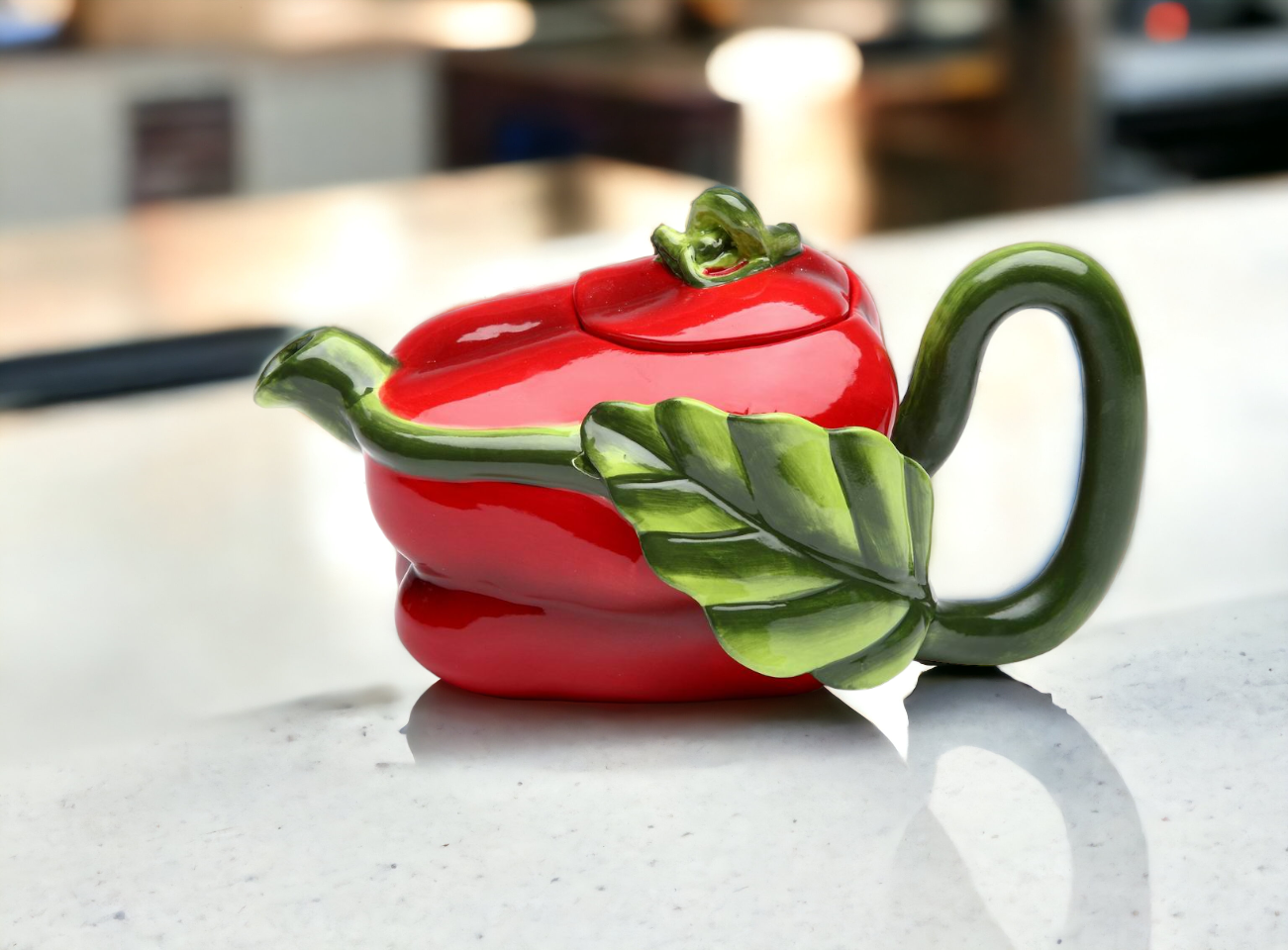 Ceramic Red Pepper Teapot Gift for Her Gift for Mom Kitchen Décor Tea Party Décor Café Décor Farmhouse Kitchen Decor
