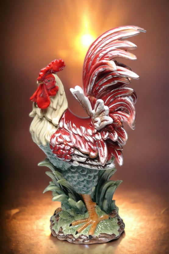 Ceramic Red Rooster Statue Home Décor Gift for Her Gift for Mom Kitchen Décor Farmhouse Décor Fall Decor - Sculptures &