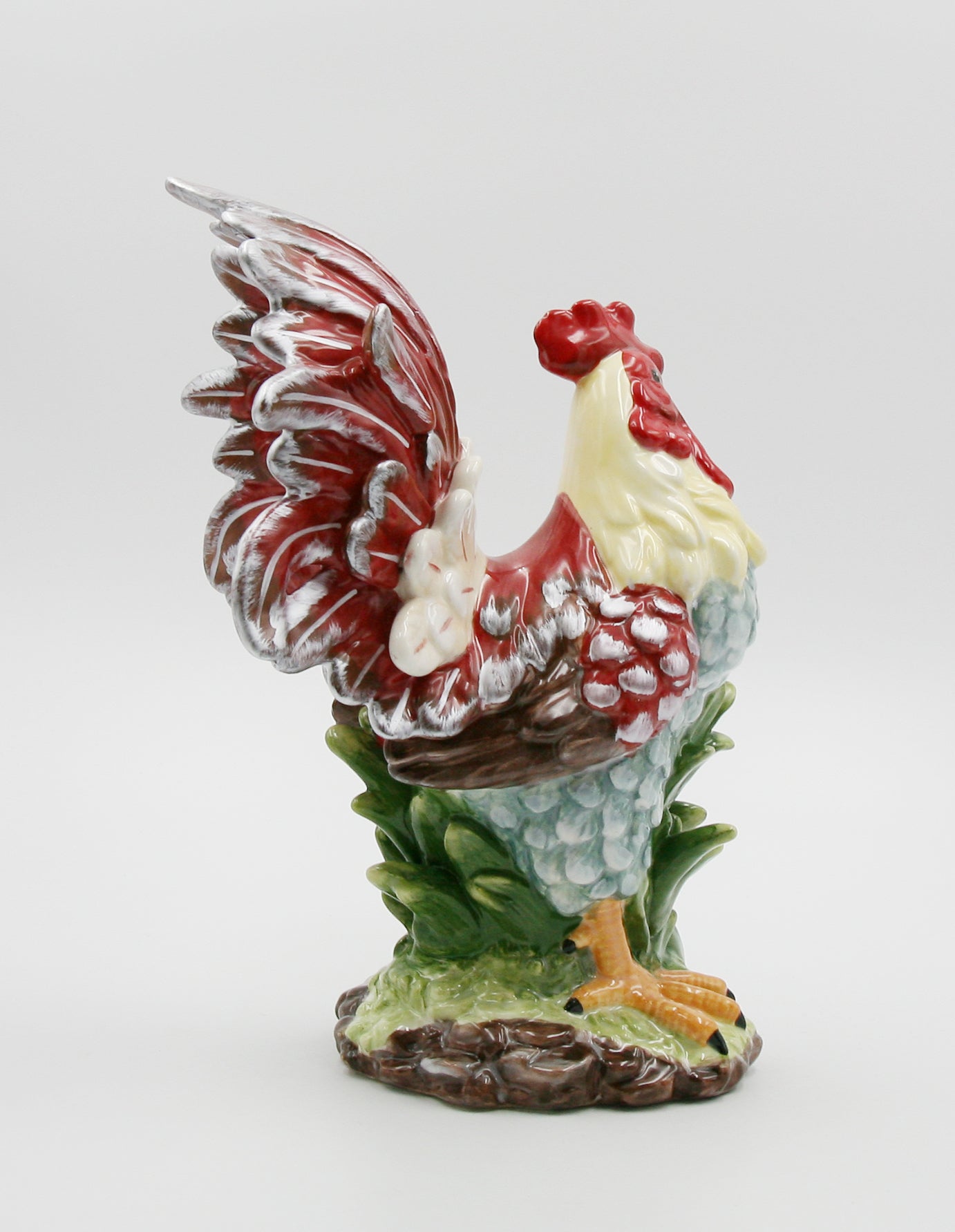 Ceramic Red Rooster Statue Home Décor Gift for Her Gift for Mom Kitchen Décor Farmhouse Décor Fall Decor - Sculptures &
