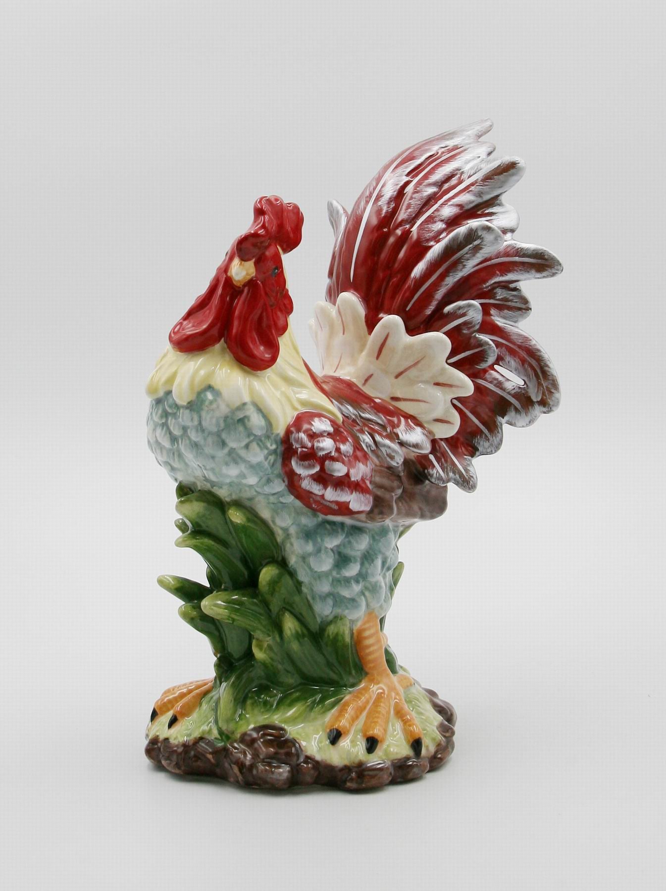Ceramic Red Rooster Statue Home Décor Gift for Her Gift for Mom Kitchen Décor Farmhouse Décor Fall Decor - Sculptures &