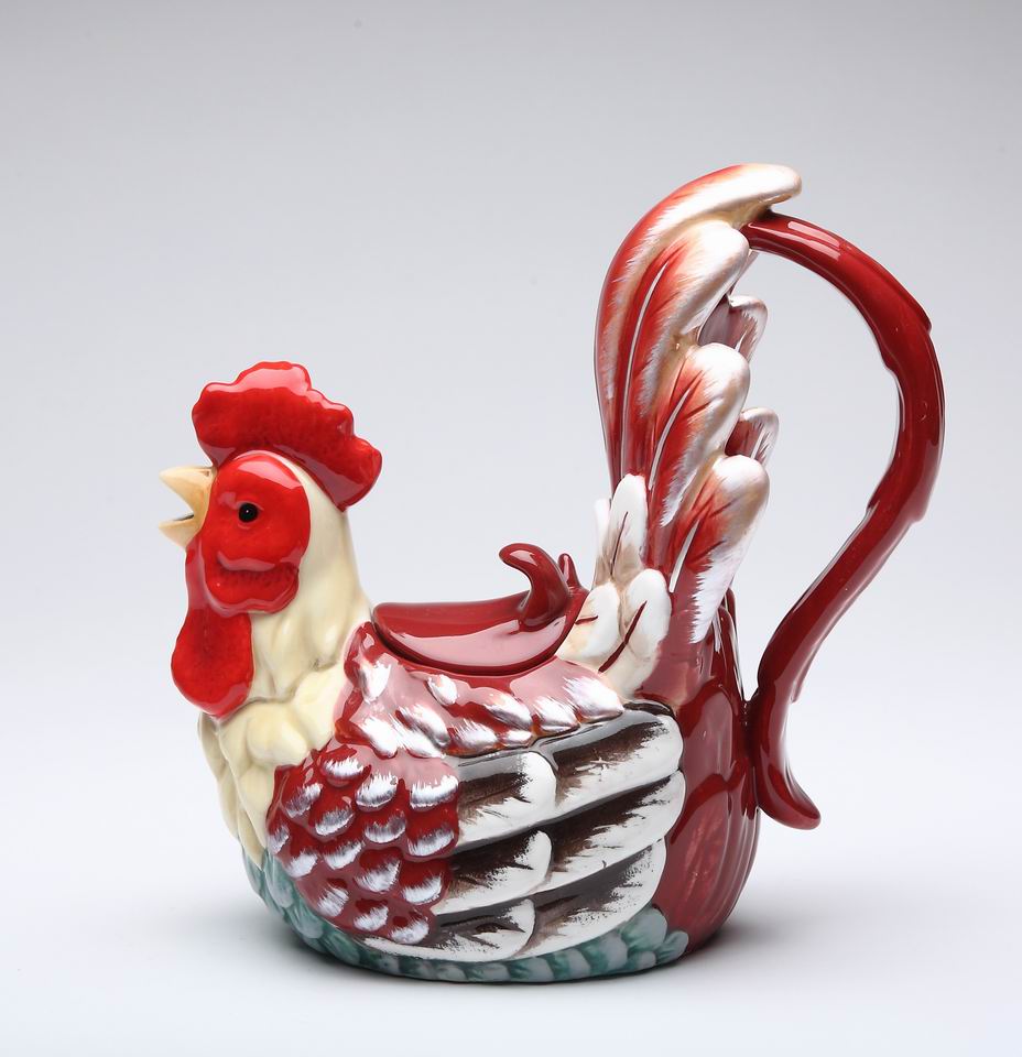 Holiday Rooster Teapot - kevinsgiftshoppe