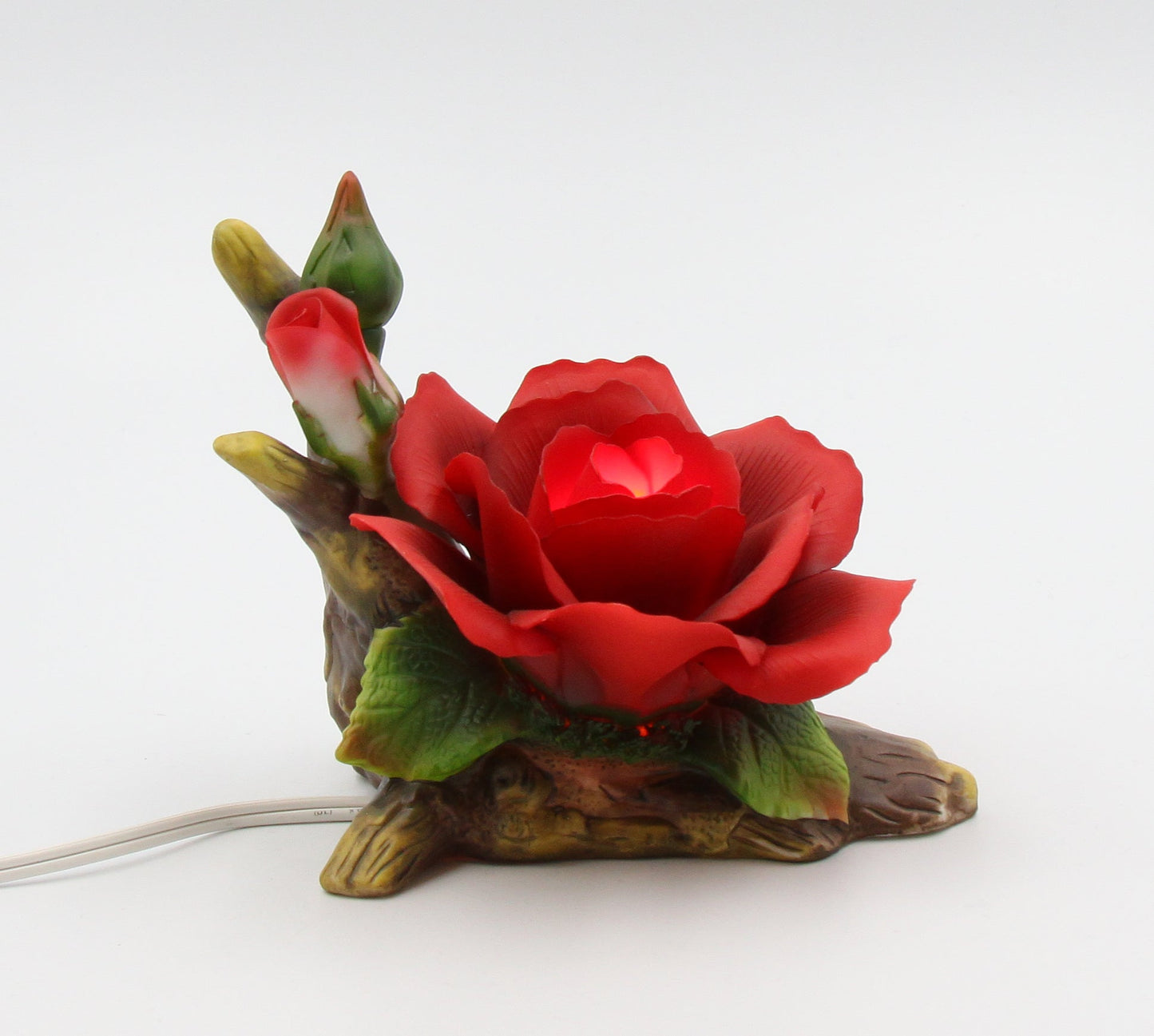 Ceramic Red Rose Nightlight Home Décor Gift for Her Gift for Mom Bedroom Décor Valentine’s Day Décor Romantic Décor