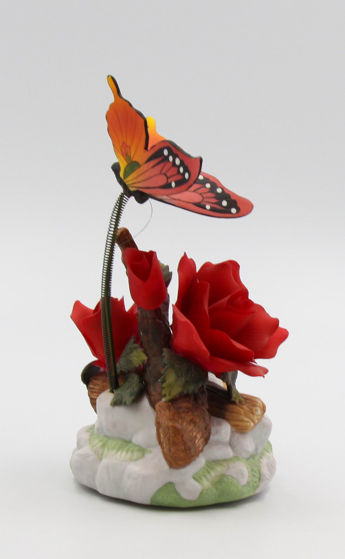 Ceramic Red Rose with Butterfly Figurine Home Décor Gift for Her Gift for Mom Nature Lover Gift - Figurine