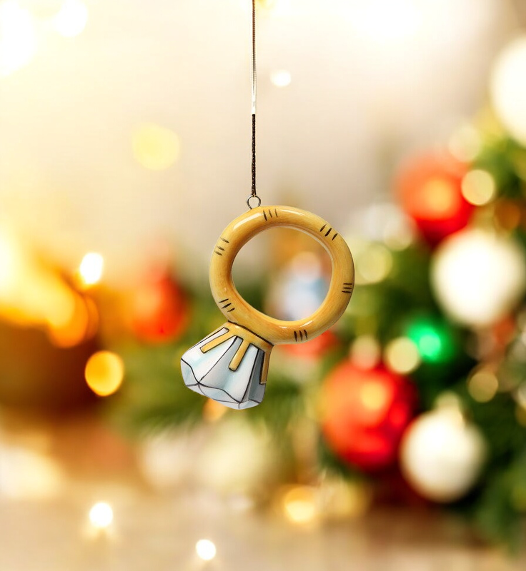 Ceramic Ring Ornament (Set Of 4) Christmas Tree Decor Wedding Party Decor - Ornament