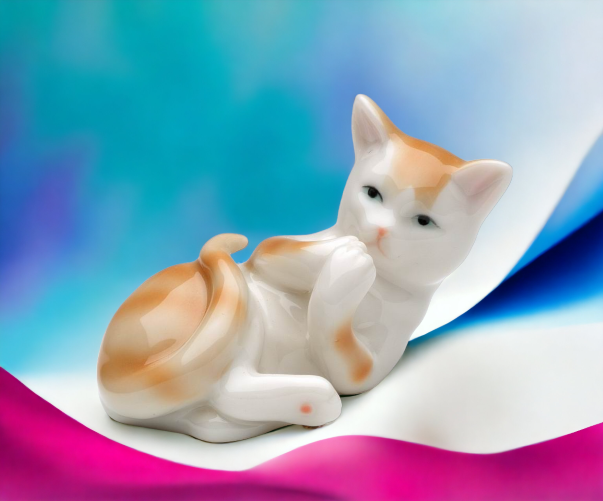 Ceramic Rolling Cat Figurine Home Décor Gift for Her Gift for Mom Gift for Daughter Cat Lovers Gift Pet Loss Gift