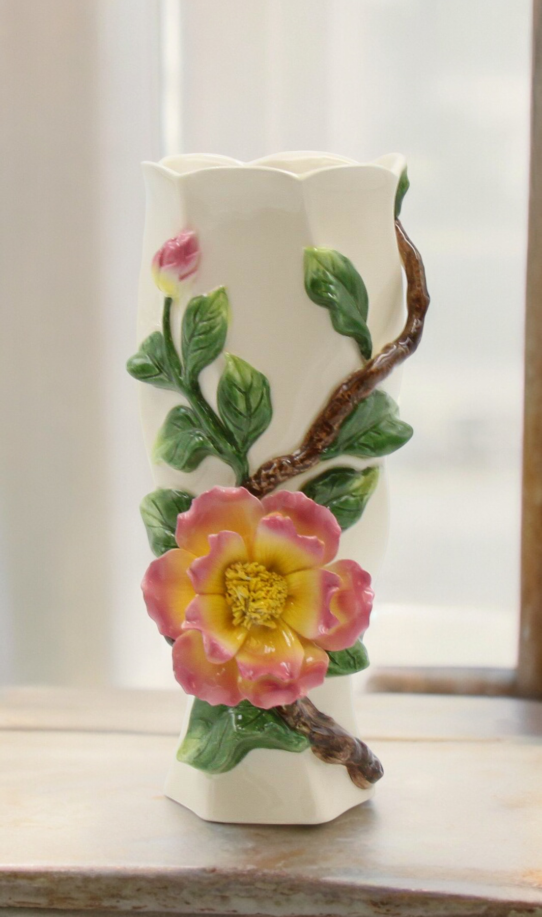 Ceramic Rose Flower Vase Home Decor Gift for Her Gift for Mom - vase