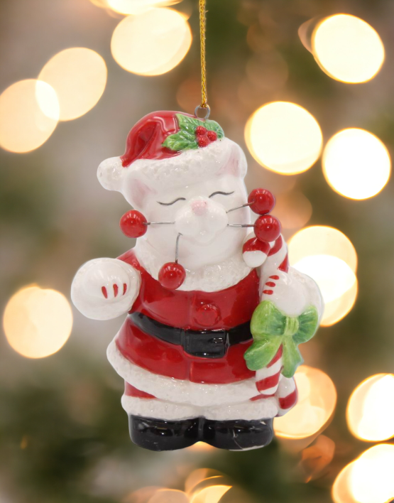 Ceramic Santa Cat Ornament Home Décor Gift for Her Gift for Mom Christmas DécorCat Lovers Gift Pet Loss Gift - Holiday