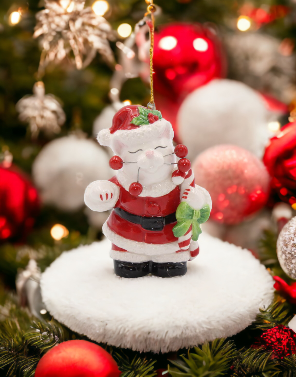 Ceramic Santa Cat Ornament Home Décor Gift for Her Gift for Mom Christmas DécorCat Lovers Gift Pet Loss Gift - Holiday