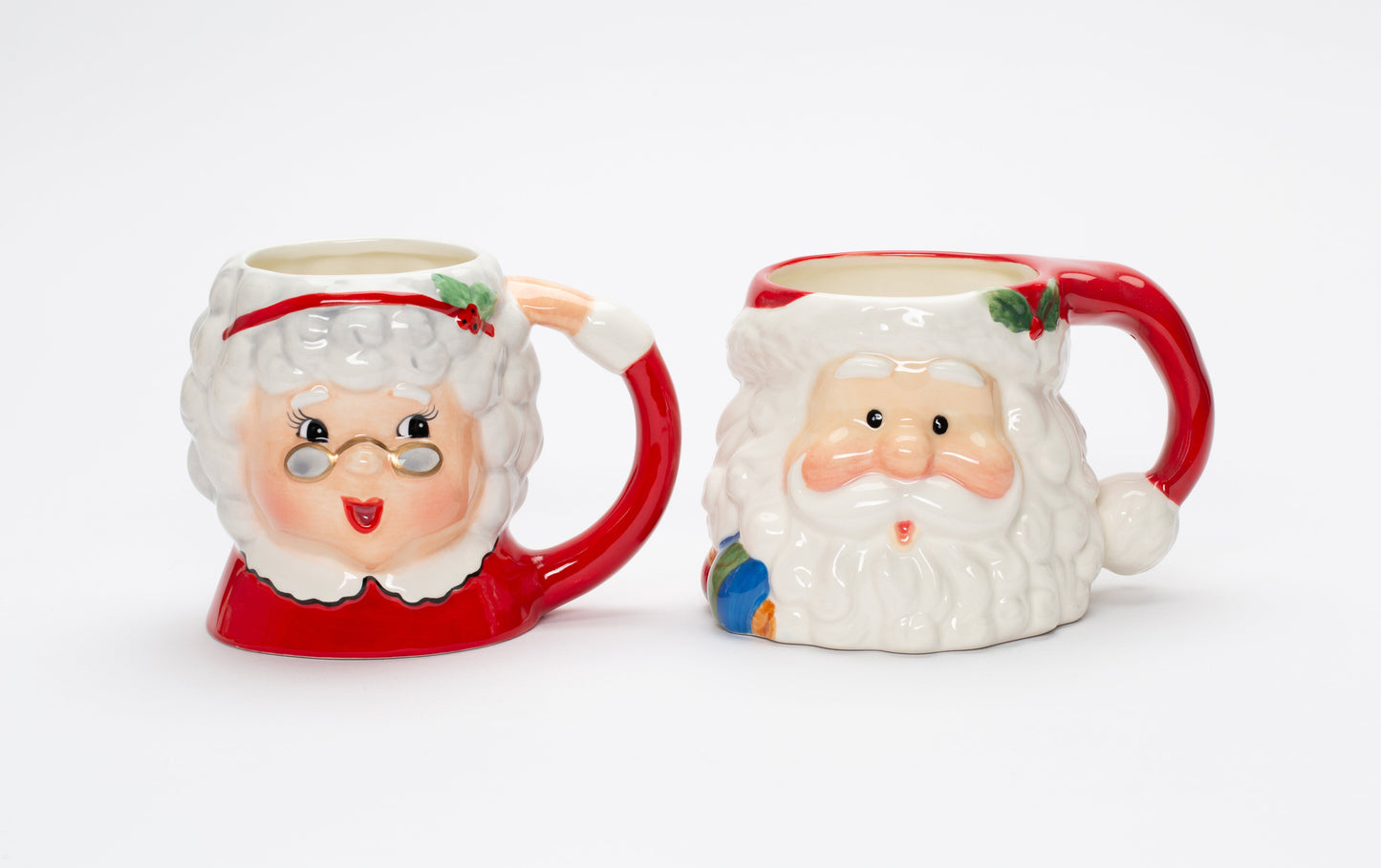 Ceramic Santa Claus and Mrs. Claus Mugs Pair Home Décor Gift for Her Gift for Mom Kitchen Décor Christmas Décor - Mugs