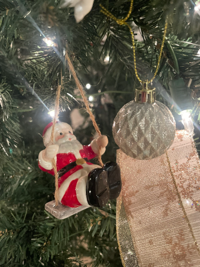 Ceramic Santa Claus On A Swing Tree Ornament Home Décor Gift for Her Gift for Mom Kitchen Décor Christmas Décor