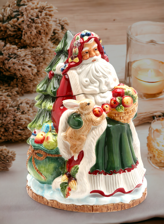 Ceramic Santa Fruitful Holiday Cookie Jar Home Décor Gift for Her Gift for Mom Kitchen Décor Christmas Décor - cookie
