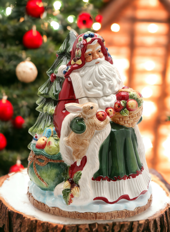 Ceramic Santa Fruitful Holiday Cookie Jar Home Décor Gift for Her Gift for Mom Kitchen Décor Christmas Décor - cookie