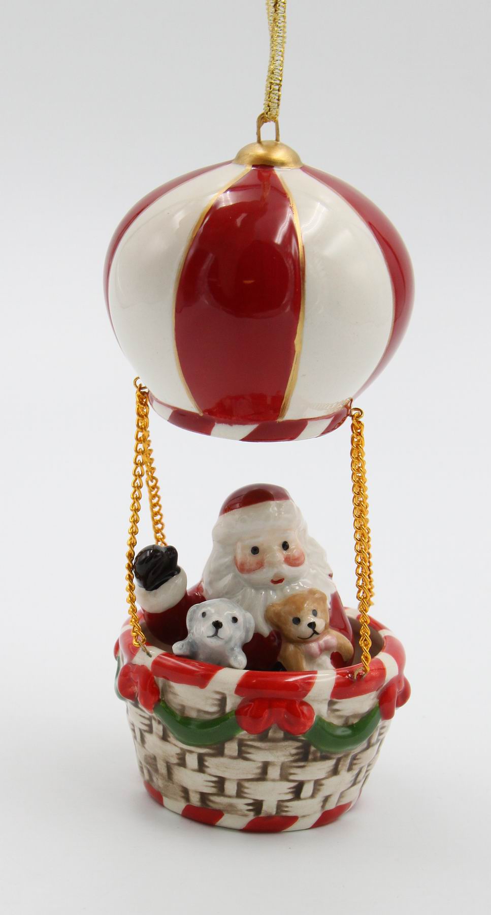 Ceramic Santa in Hot Air Balloon Ornament Home Décor Gift for Her Gift for Mom Kitchen Décor Christmas Décor - Holiday