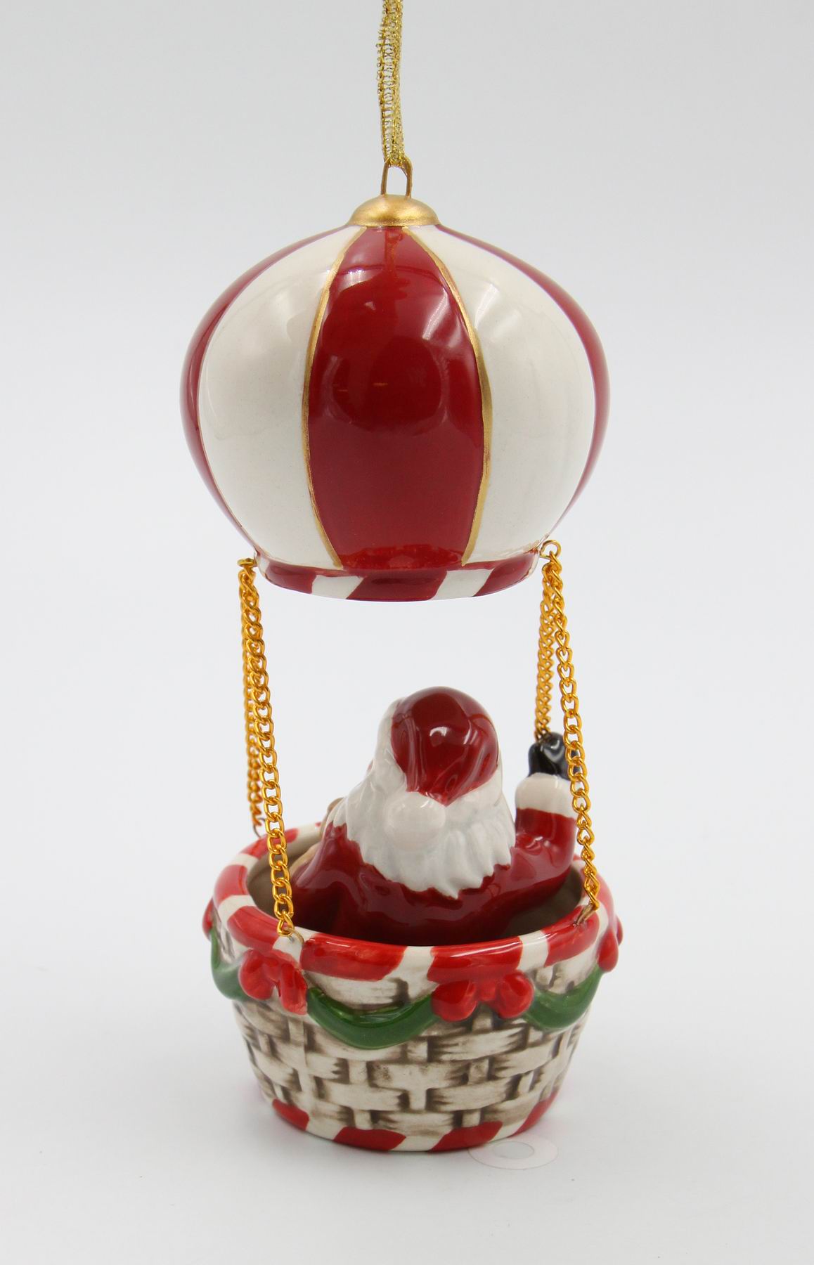 Ceramic Santa in Hot Air Balloon Ornament Home Décor Gift for Her Gift for Mom Kitchen Décor Christmas Décor - Holiday