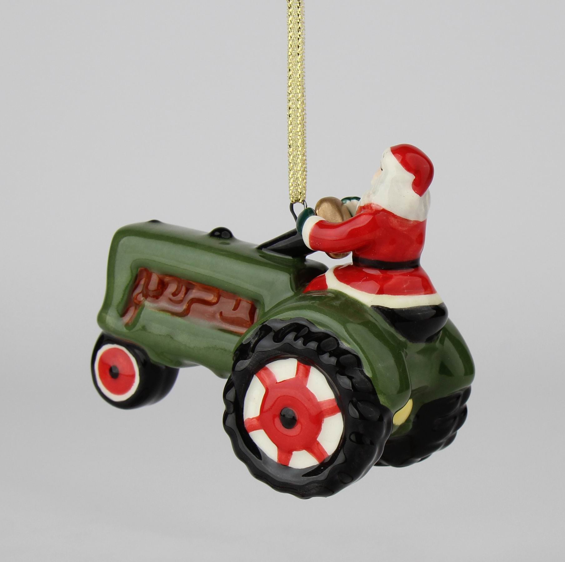 Ceramic Santa On Green Tractor Ornament Gift for Him or Dad Kitchen Décor Christmas Décor Gift for Farmer Farmhouse
