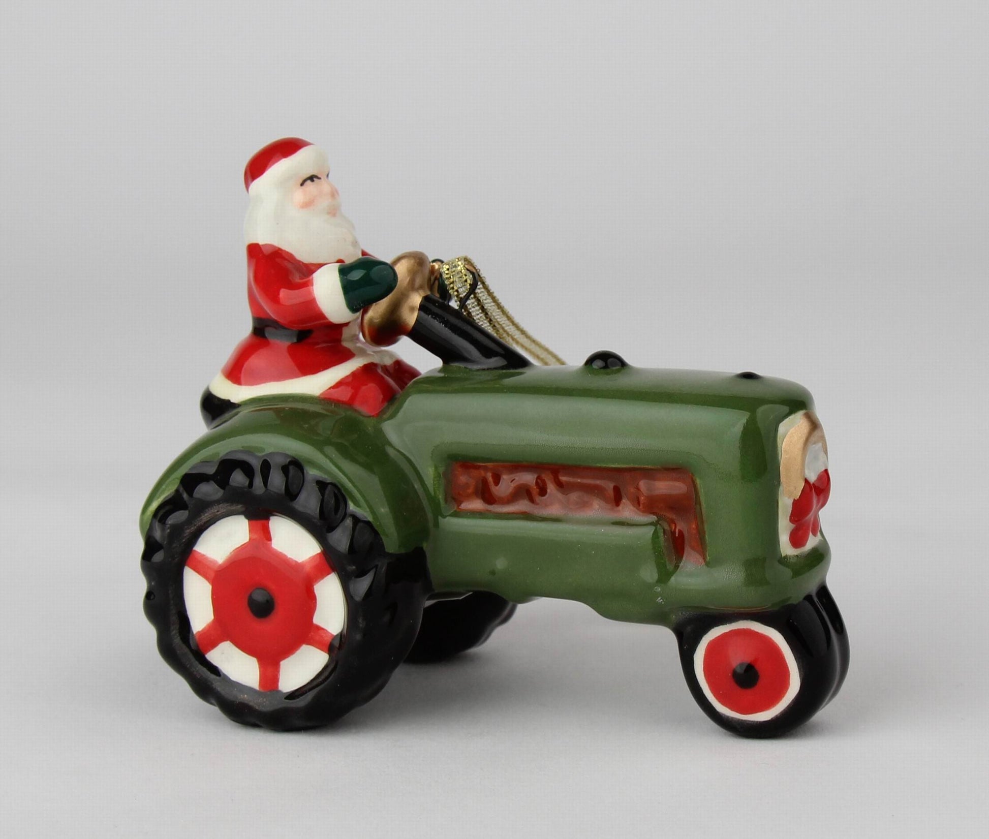 Ceramic Santa On Green Tractor Ornament Gift for Him or Dad Kitchen Décor Christmas Décor Gift for Farmer Farmhouse