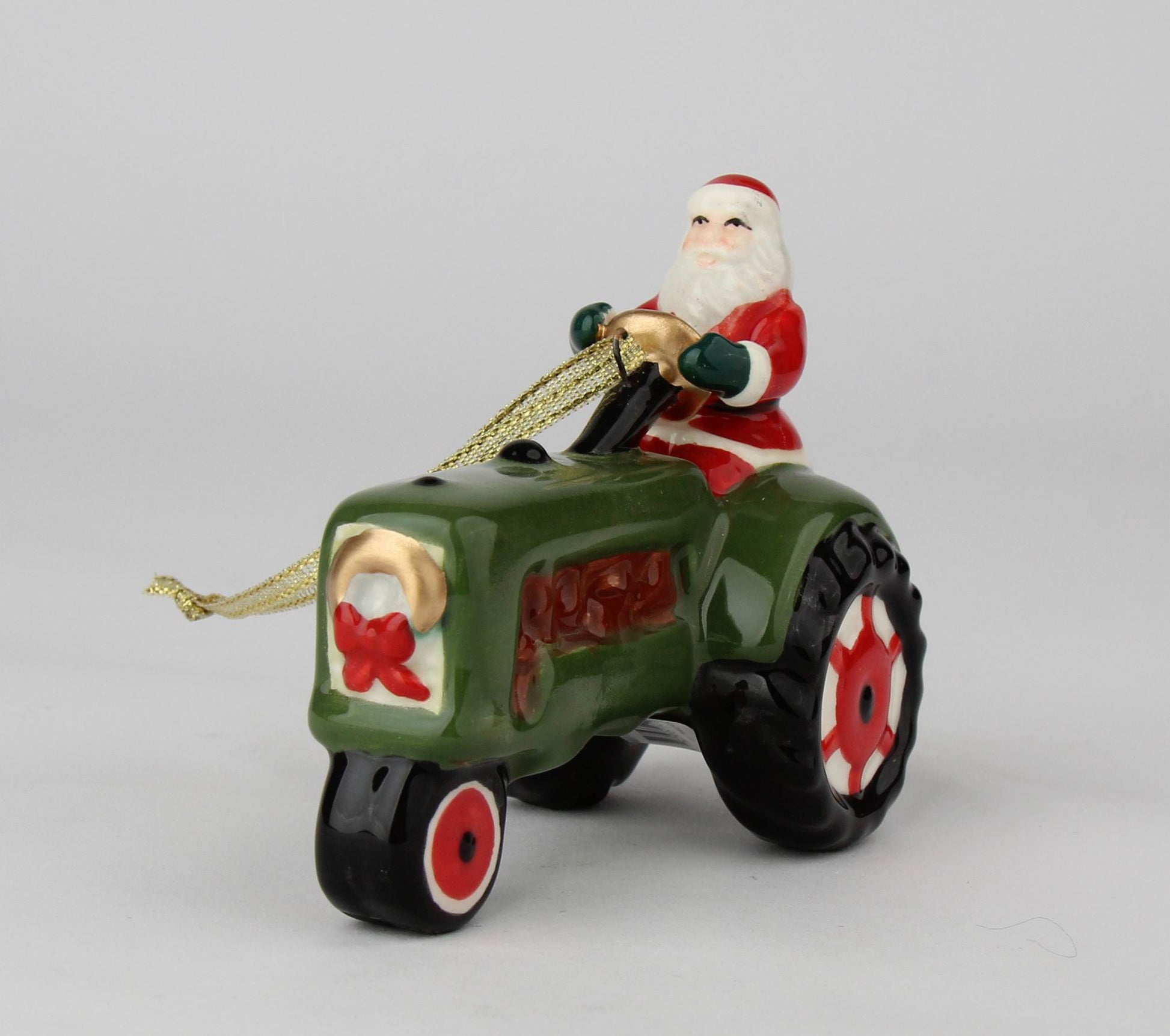 Ceramic Santa On Green Tractor Ornament Gift for Him or Dad Kitchen Décor Christmas Décor Gift for Farmer Farmhouse