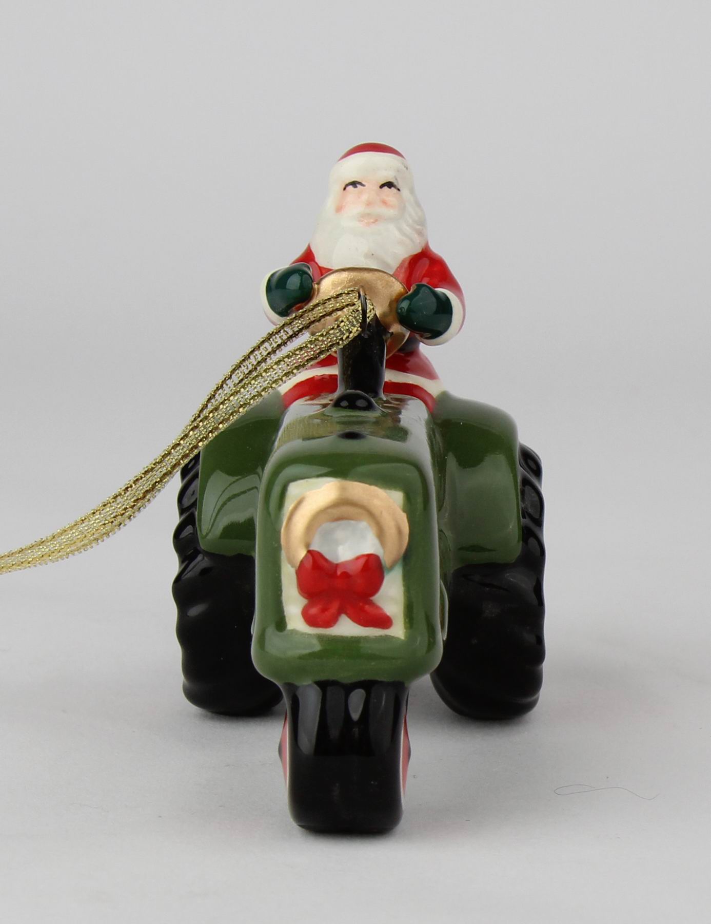 Ceramic Santa On Green Tractor Ornament Gift for Him or Dad Kitchen Décor Christmas Décor Gift for Farmer Farmhouse