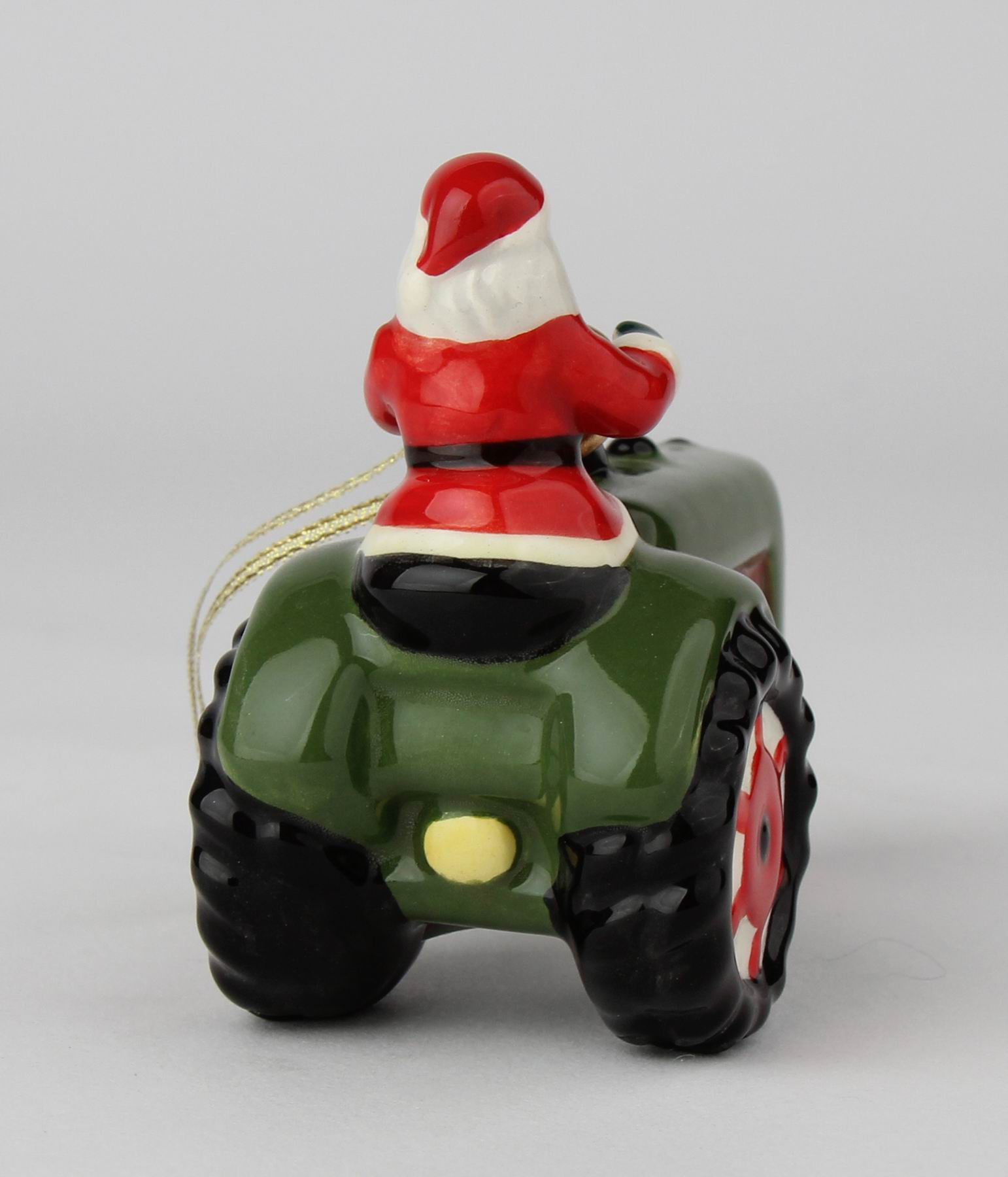 Ceramic Santa On Green Tractor Ornament Gift for Him or Dad Kitchen Décor Christmas Décor Gift for Farmer Farmhouse