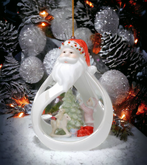 Ceramic Santa Ornament - Decorating Christmas Tree Home Décor Gift for Her Gift for Mom Kitchen Décor Christmas Décor