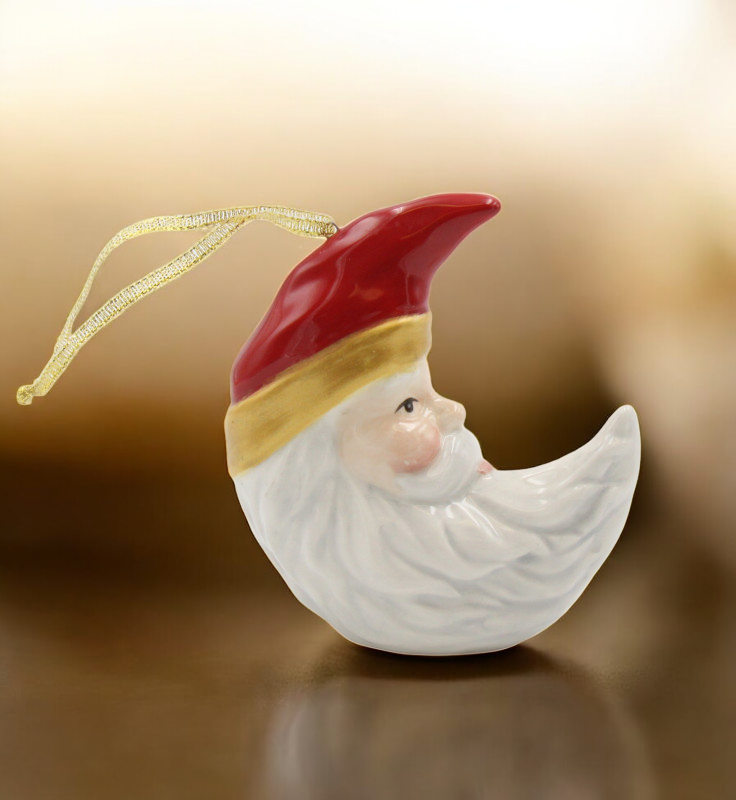 Ceramic Santa Ornament - Moon Christmas Tree Decor Gift for Her - Ornament