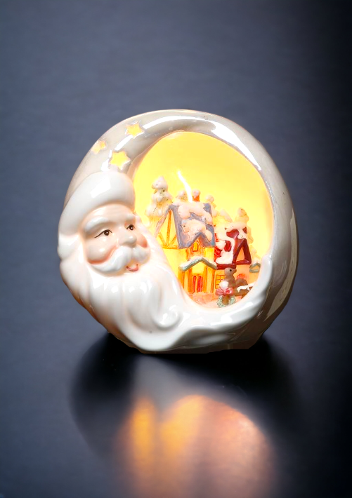 Ceramic Santa Plug-In Night Light With House Scene Home Décor Gift for Her Gift for Mom Kitchen Décor Christmas Décor