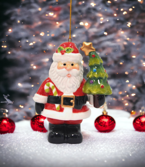 Ceramic Santa With Christmas Tree Ornament Home Décor Gift for Her Gift for Mom Kitchen Décor Christmas Décor - Holiday