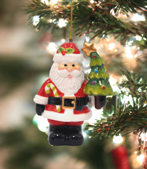 Ceramic Santa With Christmas Tree Ornament Home Décor Gift for Her Gift for Mom Kitchen Décor Christmas Décor - Holiday