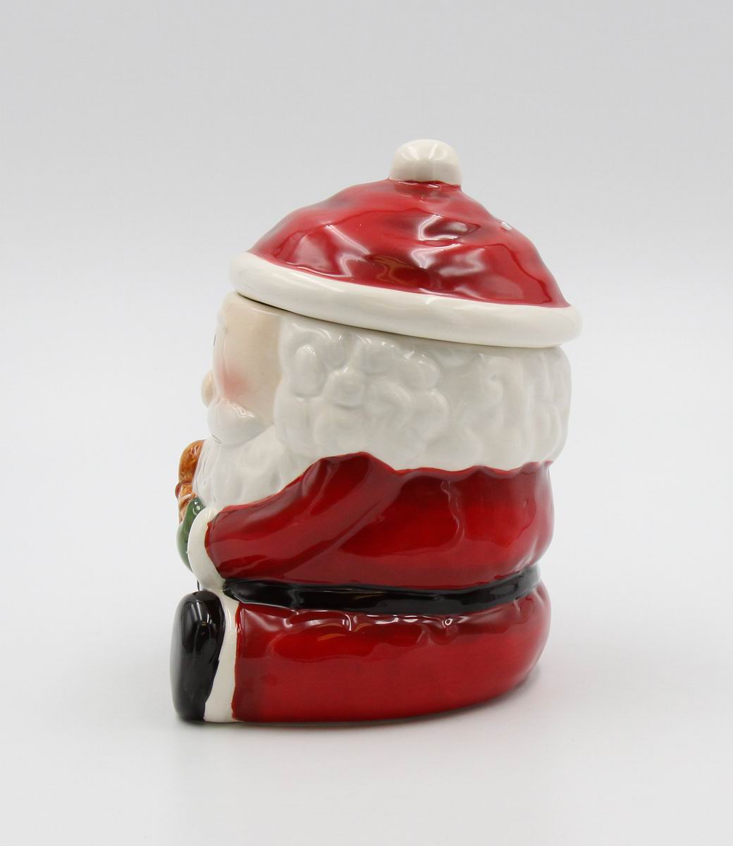 Ceramic Santa With Gingerbread Man Candy Jar Home Décor Gift for Her Gift for Mom Kitchen Décor Christmas Décor