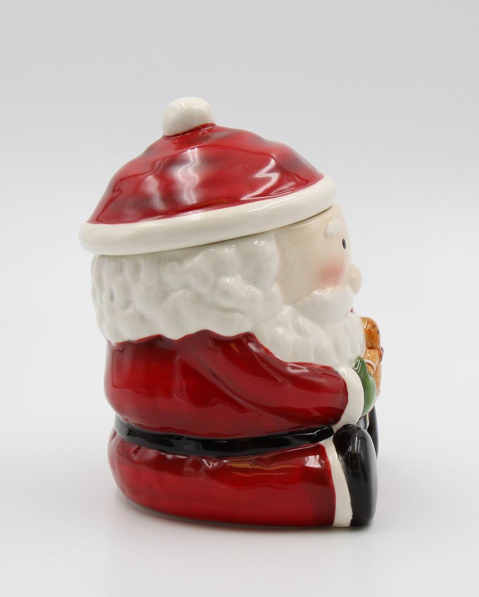Ceramic Santa With Gingerbread Man Candy Jar Home Décor Gift for Her Gift for Mom Kitchen Décor Christmas Décor