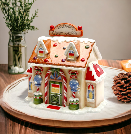 Ceramic Santa’s Candy Shop in a Jar Home Décor Gift for Her Gift for Mom Kitchen Décor Christmas Décor - CANDY JAR