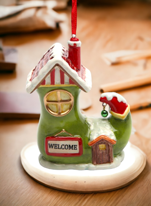 Ceramic Santa’s Village Shoe House Ornament Home Décor Gift for Her Gift for Mom Kitchen Décor Christmas Décor
