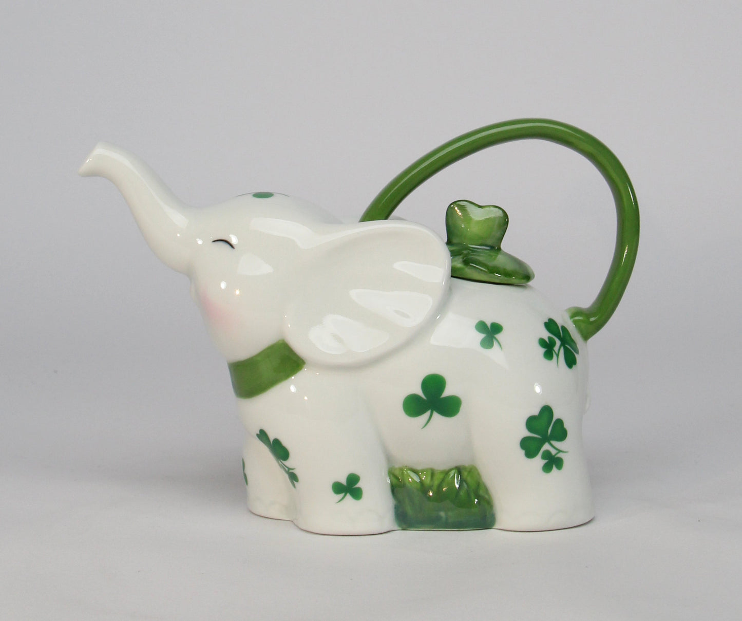 Ceramic Shamrock Design Elephant Teapot Home Décor Gift for Her Gift for Mom Kitchen Décor Irish Saint Patrick’s Day