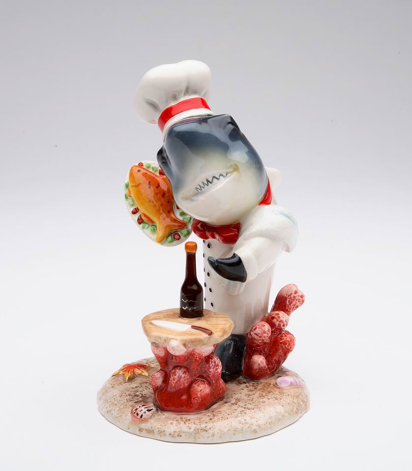 Ceramic Shark Chef Figurine Home Decor Restaurant Decor Kitchen Decor Gift for Chef Gift for Mom Gift for Him - Figurine