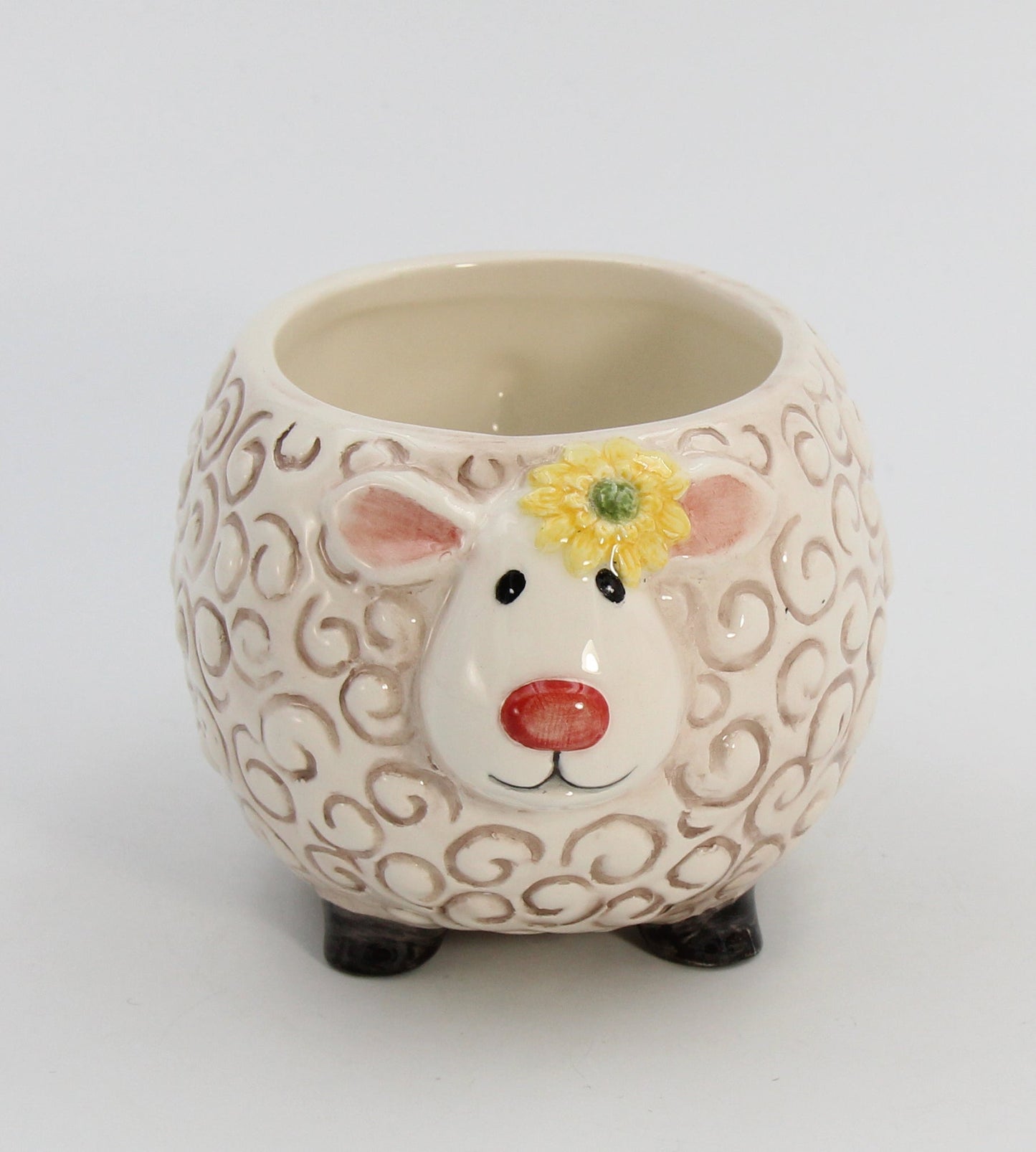 Ceramic Sheep with Sunflower Bowl or Indoor Planter Home Décor Gift for Her Gift for Mom Kitchen Décor Farmhouse Decor