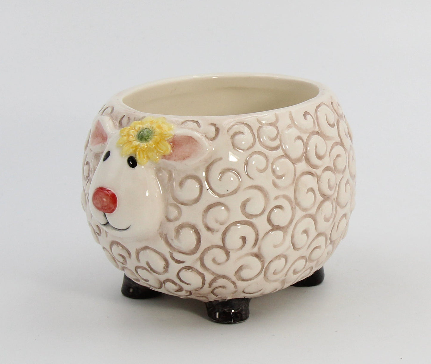 Ceramic Sheep with Sunflower Bowl or Indoor Planter Home Décor Gift for Her Gift for Mom Kitchen Décor Farmhouse Decor