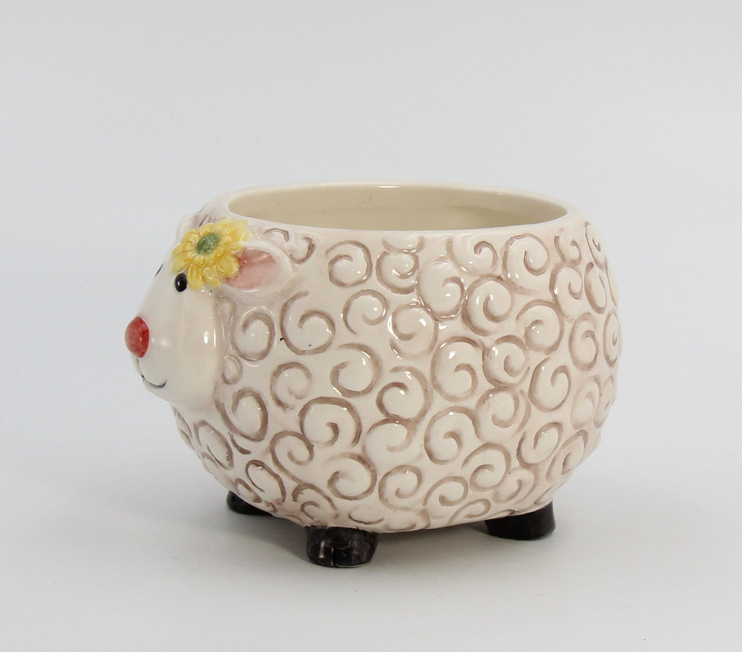 Ceramic Sheep with Sunflower Bowl or Indoor Planter Home Décor Gift for Her Gift for Mom Kitchen Décor Farmhouse Decor