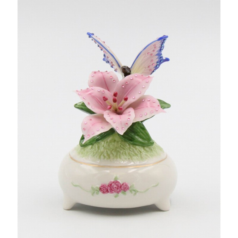 Ceramic Shimmering Butterfly Music Box Playing ’Fur Elise’ Gift for Her Home Decor - Music box
