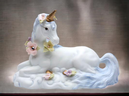 Ceramic Sitting Unicorn Figurine Home Decor Gift for Her Gift for Daughter Bedroom Decor Fantasy Decor Vintage Decor