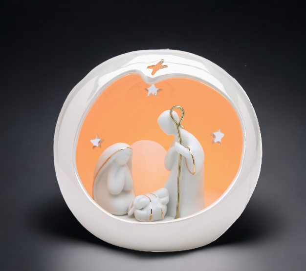 Ceramic Small Globe Holy Family Nativity Nightlight Home Décor Religious Décor Religious Gift Church Décor Baptism Gift
