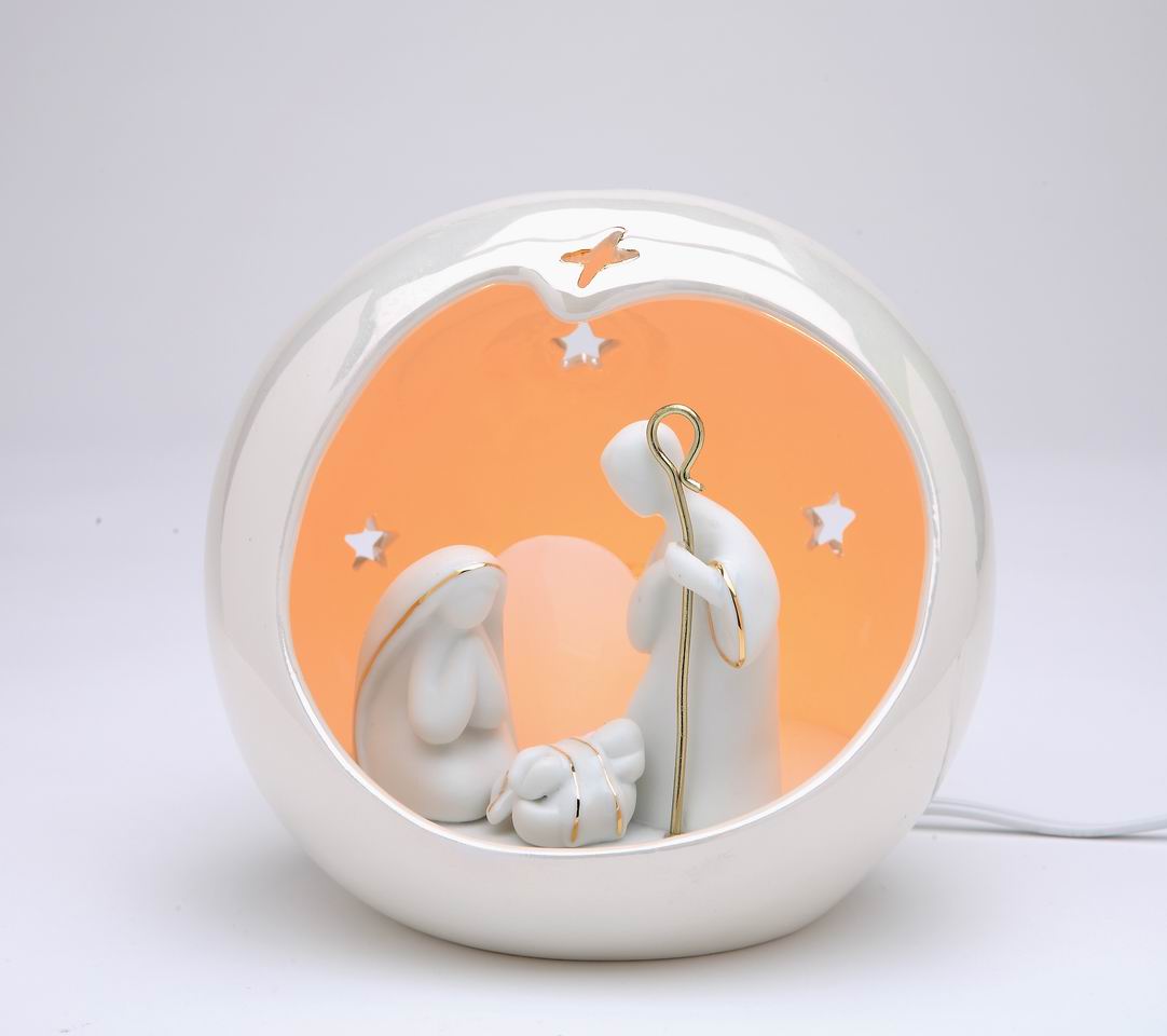 Ceramic Small Globe Holy Family Nativity Nightlight Home Décor Religious Décor Religious Gift Church Décor Baptism Gift